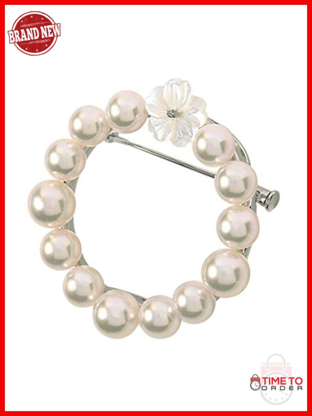 Akoya Cultured Pearl Brooch Sterling Silver Brooch Pin